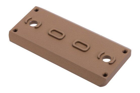 Aluminum ARCA rail section with tan anodized finish